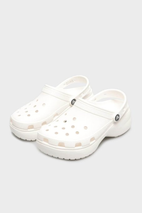 Crocs Classic Platform Clog W Logolu Çıkarılabilir Kayışlı Kadın Terlik 206750-100 BEYAZ - Crocs (1)