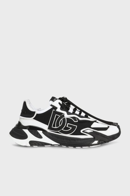 Dolce & Gabbana Deri Karışımlı Logolu Sneaker Erkek Ayakkabı CS2355 AG382 89697 BEYAZ-SİYAH - Dolce Gabbana