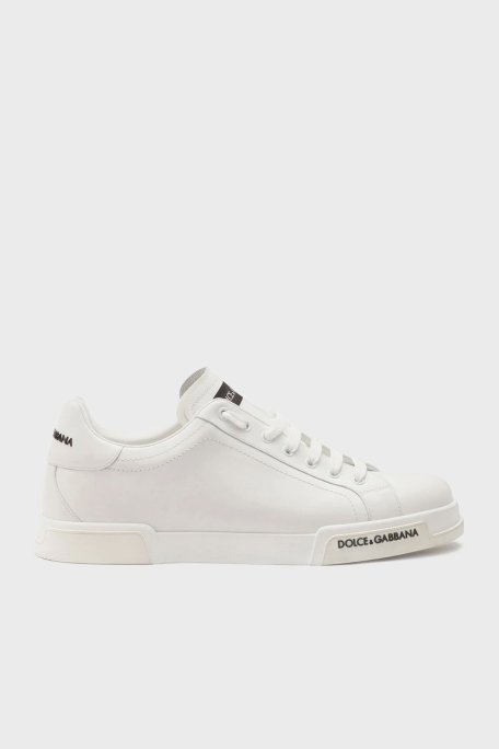 Dolce & Gabbana Deri Sneaker Erkek Ayakkabı CS2332 AA335 80001 BEYAZ - Dolce Gabbana