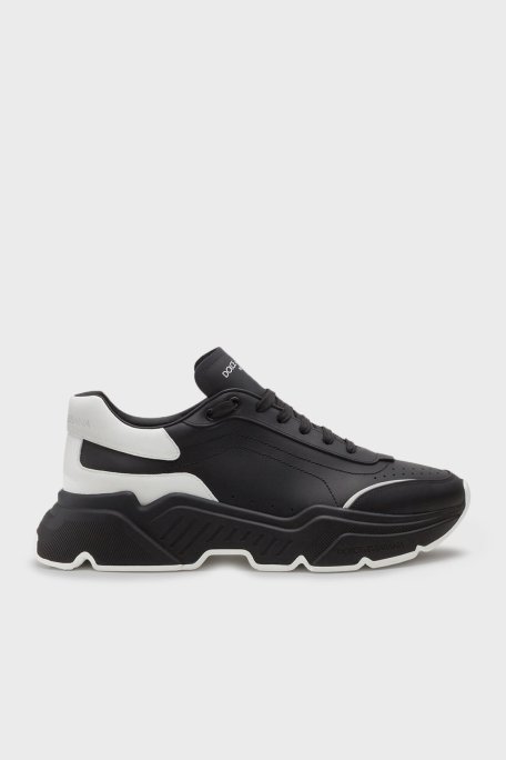 Dolce & Gabbana Kalın Taban Hakiki Deri Erkek Ayakkabı CS1791 AX589 89690 SİYAH-BEYAZ - Dolce Gabbana