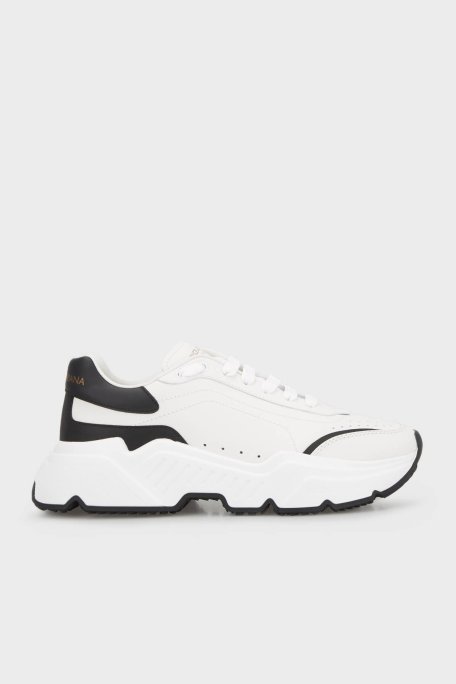 Dolce Gabbana Logolu Hakiki Deri Sneaker Erkek Ayakkabı CS1791 AX589 89697 BEYAZ - Dolce Gabbana