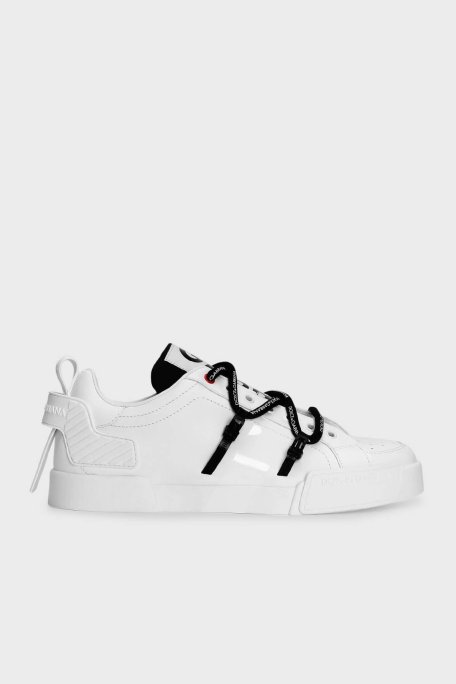 Dolce & Gabbana Logolu Deri Sneaker Erkek Ayakkabı CS2328 AJ986 89697 BEYAZ - Dolce Gabbana