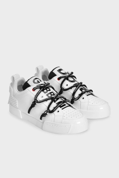 Dolce & Gabbana Logolu Deri Sneaker Erkek Ayakkabı CS2328 AJ986 89697 BEYAZ - Dolce Gabbana (1)