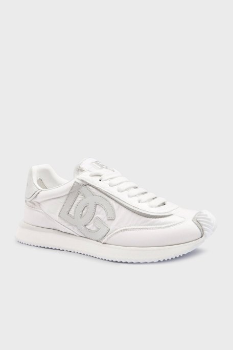 Dolce & Gabbana Logolu Hakiki Deri Karışımlı Sneaker Erkek Ayakkabı CS2288 AF992 80001 BEYAZ - Dolce Gabbana