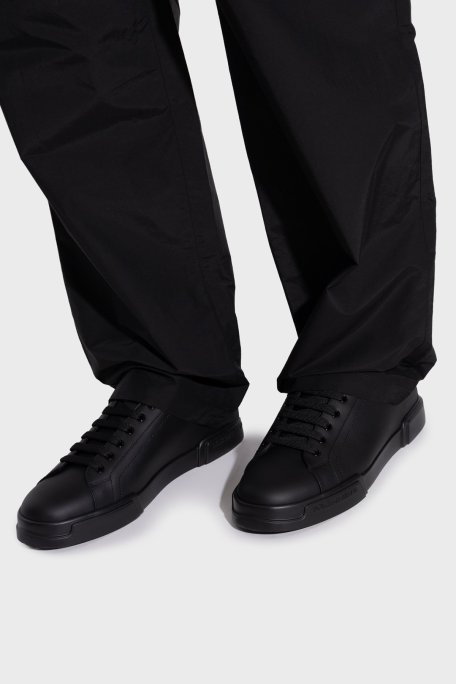 Dolce & Gabbana Logolu Hakiki Deri Sneaker Erkek Ayakkabı CS2332 A1065 80999 SİYAH - Dolce Gabbana (1)