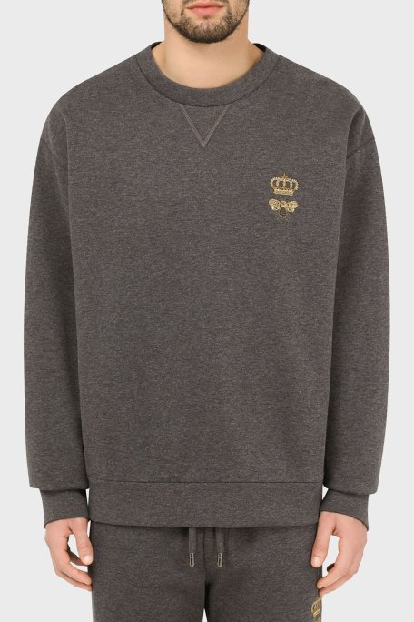 Dolce Gabbana Pamuklu Bisiklet Yaka Erkek Sweat G9VA5Z HU7IE S8450 ANTRASİT - Dolce Gabbana