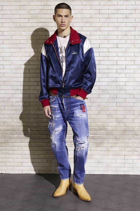 Dsquared2 % 100 Pamuk Regular Fit Normal Bel Boru Paça Yırtıklı Jeans Erkek Kot Pantolon S74LB1435 S30309 470 LACİVERT - Dsquared2