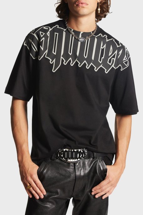 Dsquared2 Baskılı % 100 Pamuk Regular Fit Bisiklet Yaka Erkek T Shirt S74GD1264 S23009 900 SİYAH - Dsquared2