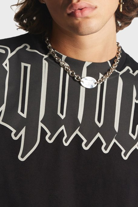 Dsquared2 Baskılı % 100 Pamuk Regular Fit Bisiklet Yaka Erkek T Shirt S74GD1264 S23009 900 SİYAH - Dsquared2 (1)