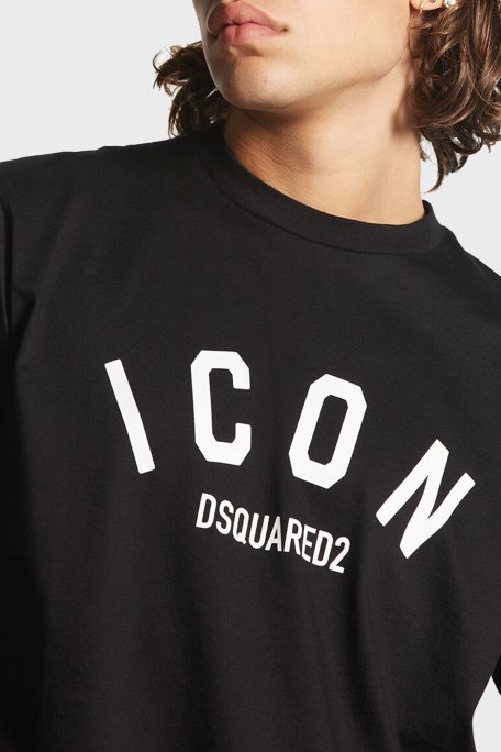 Dsquared2 Logo Baskılı % 100 Pamuk Regular Fit Bisiklet Yaka Erkek T Shirt S79GC0089 S23009 900 SİYAH - Dsquared2 (1)