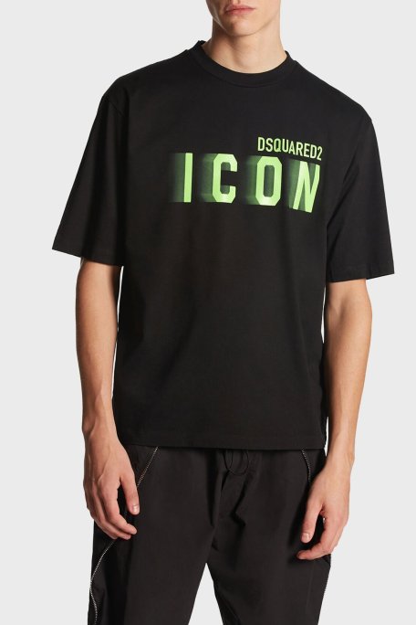 Dsquared2 Logolu % 100 Pamuk Bisiklet Yaka Erkek T Shirt S79GC0081 S230099 71X SİYAH - Dsquared2