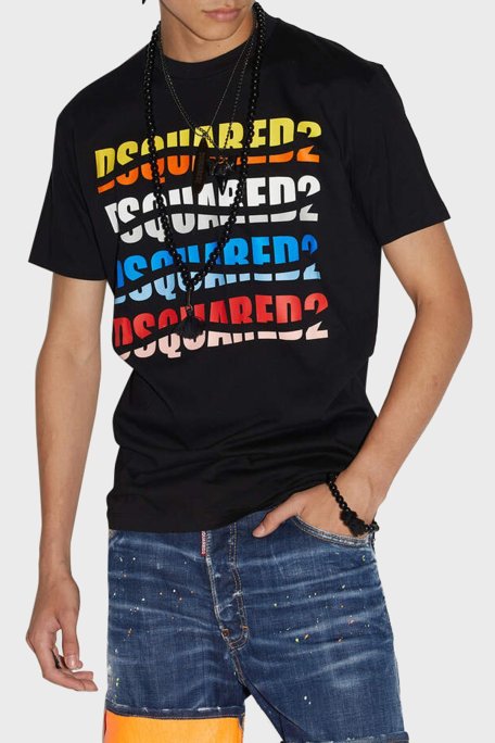 Dsquared2 Logolu % 100 Pamuk Bisiklet Yaka Regular Fit Erkek T Shirt S74GD1092 S23009 900 SİYAH - Dsquared2
