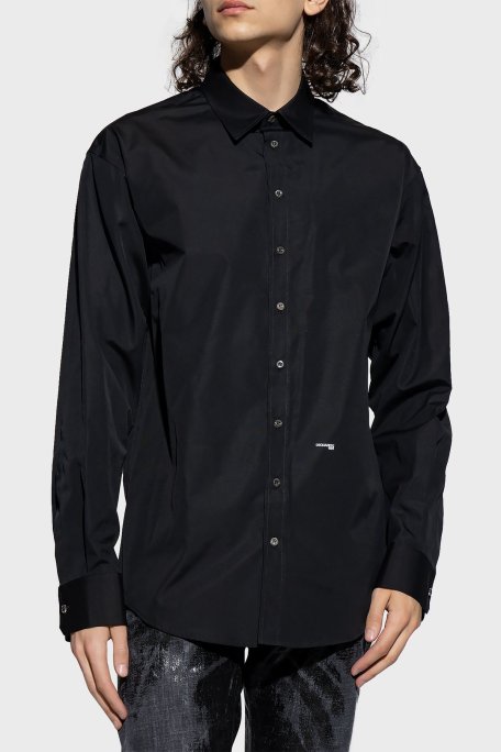 Dsquared2 Logolu % 100 Pamuklu Regular Fit Erkek Gömlek S74DM0660 S36275 900 SİYAH - Dsquared2
