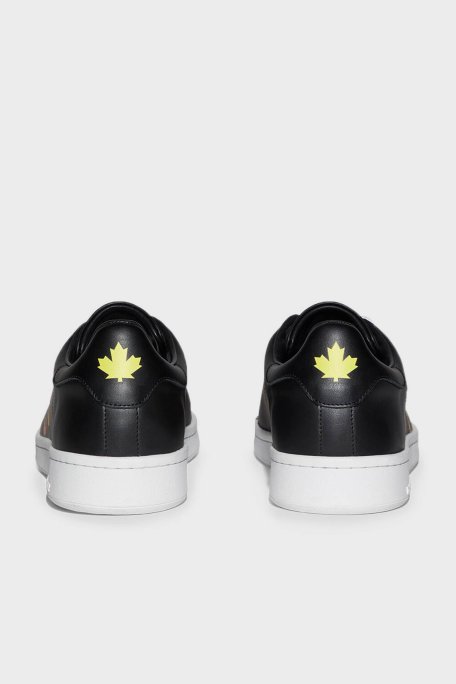 Dsquared2 Logolu Hakiki Deri Sneaker Erkek Ayakkabı SNM017501 506232 2124 SİYAH - Dsquared2 (1)