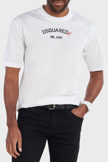 Dsquared2 Logolu Pamuklu Regular Fit Erkek T Shirt S74GD1268 S23009 100 BEYAZ - Dsquared2