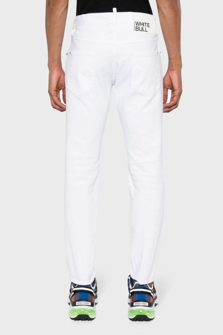 Dsquared2 Logolu Streç Pamuklu Slim Fit Jeans Erkek Kot Pantolon S71LB1352 STN833 100 BEYAZ - Dsquared2 (1)