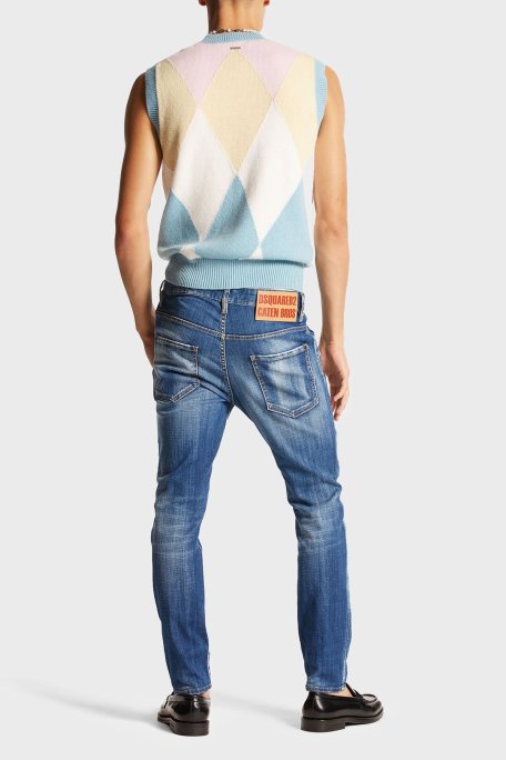 Dsquared2 Logolu Streç Pamuklu Slim Fit Jeans Erkek Kot Pantolon S71LB1384 S30342 470 LACİVERT - Dsquared2 (1)