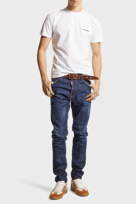 Dsquared2 Logolu Streç Pamuklu Slim Fit Jeans Erkek Kot Pantolon S74LB1315 S30342 470 LACİVERT - Dsquared2