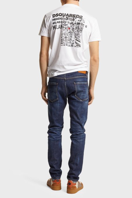 Dsquared2 Logolu Streç Pamuklu Slim Fit Jeans Erkek Kot Pantolon S74LB1315 S30342 470 LACİVERT - Dsquared2 (1)