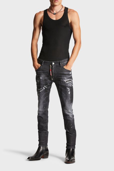 Dsquared2 Logolu Streç Pamuklu Slim Fit Jeans Erkek Kot Pantolon S74LB1451 S30357 900 SİYAH - Dsquared2