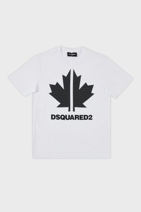 Dsquared2 Pamuklu Bisiklet Yaka Çocuk DQ0028 D004G T Shirt DQ0028-D004G W-RED BEYAZ-SİYAH - Dsquared2