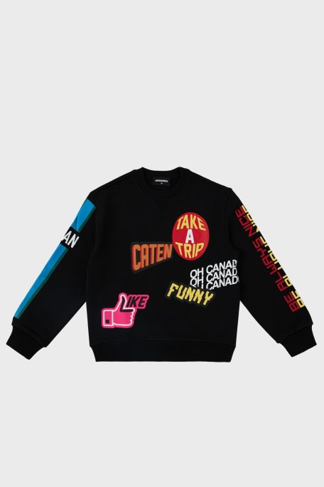 Dsquared2 Pamuklu Bisiklet Yaka Çocuk DQ0223 D00U7 Sweat DQ0223-D00U7 BLACK SİYAH - Dsquared2