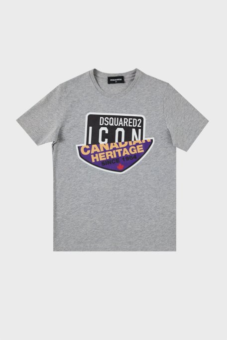 Dsquared2 Pamuklu Bisiklet Yaka Çocuk DQ0244 D002F T Shirt DQ0244-D00YV GREY GRİ - Dsquared2