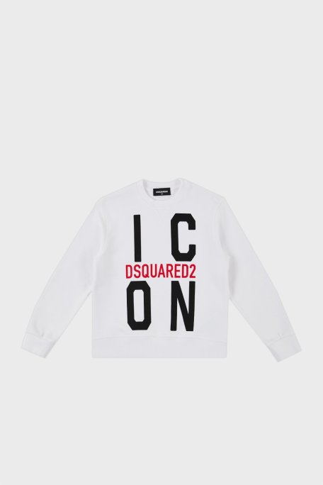 Dsquared2 Pamuklu Bisiklet Yaka Çocuk DQ0245 D002Y Sweat DQ0245-D002Y WHITE BEYAZ - Dsquared2