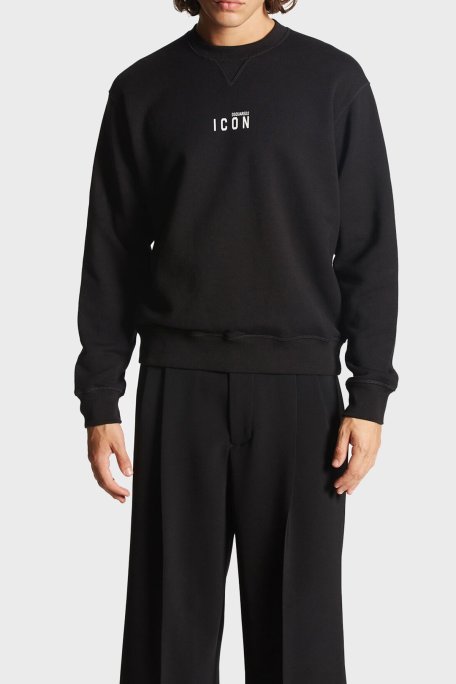 Dsquared2 Pamuklu Bisiklet Yaka Regular Fit Erkek Sweat S79GU0009 S25516 965 SİYAH - Dsquared2