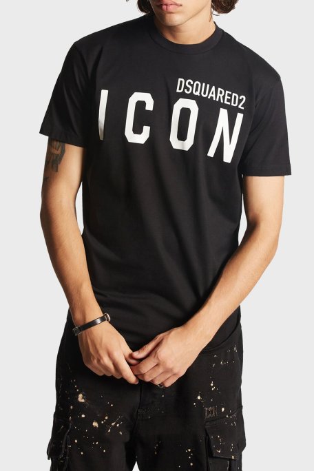 Dsquared2 Pamuklu Bisiklet Yaka Slim Fit Erkek T Shirt S79GC0003 S23009 980 SİYAH - Dsquared2