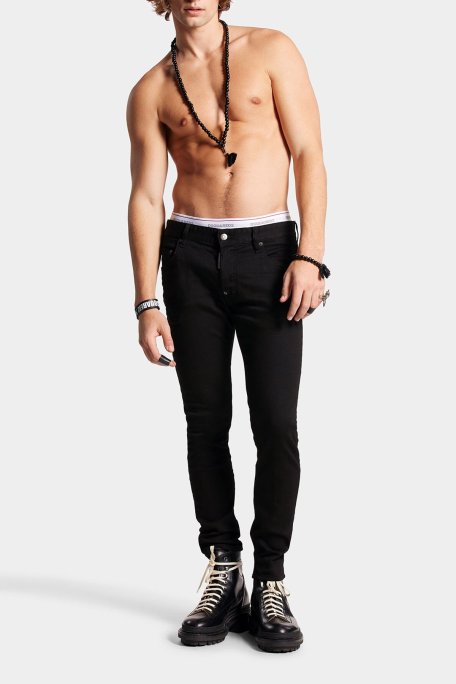 Dsquared2 Skater Streç Pamuklu Normal Bel Slim Fit Jeans Erkek Kot Pantolon S74LB1282 S30730 900 SİYAH - Dsquared2 