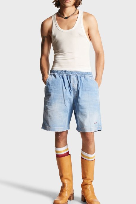 Dsquared2 Streç Pamuklu Oversize Fit Normal Bel Geniş Paça Erkek Short S74MU0823 S30341 470 MAVİ - Dsquared2