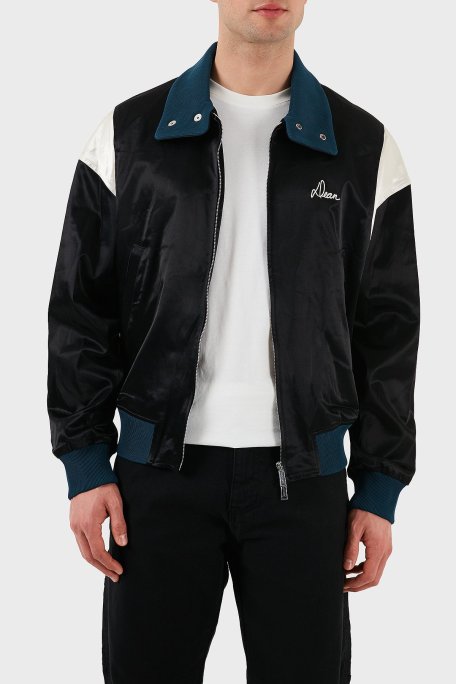 Dsquared2 Streç Pamuklu Regular Fit Dik Yaka Renk Bloklu Erkek Ceket S74AM1457 S78101 900 SİYAH - Dsquared2