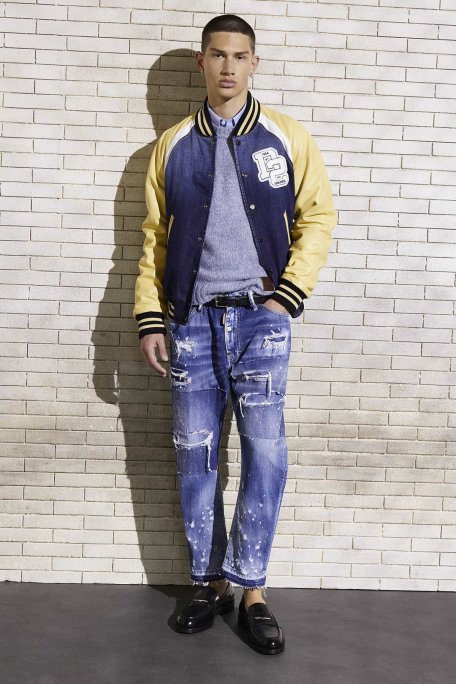 Dsquared2 Streç Pamuklu Regular Fit Kolej Yaka Bomber Erkek Ceket S74AM1451 S30664 470 LACİVERT - Dsquared2