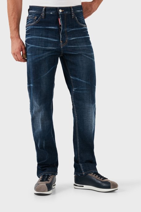 Dsquared2 Streç Pamuklu Regular Fit Normal Bel Boru Paça Jeans Erkek Kot Pantolon S74LB1422 S30342 470 LACİVERT - Dsquared2
