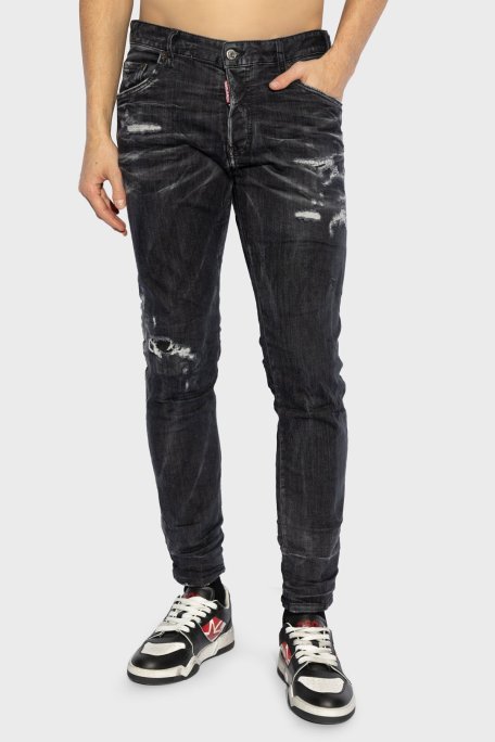 Dsquared2 Streç Pamuklu Skinny Fit Normal Bel Dar Paça Jeans Erkek Kot Pantolon S71LB1574 S30503 900 SİYAH - Dsquared2