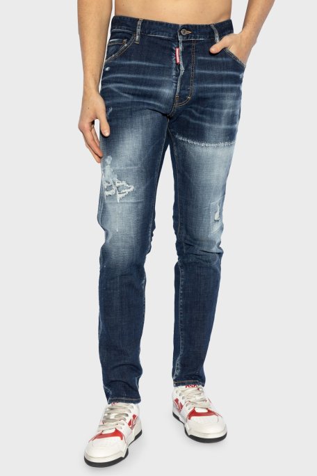 Dsquared2 Streç Pamuklu Skinny Fit Normal Bel Dar Paça Jeans Erkek Kot Pantolon S71LB1580 S30664 470 LACİVERT - Dsquared2 