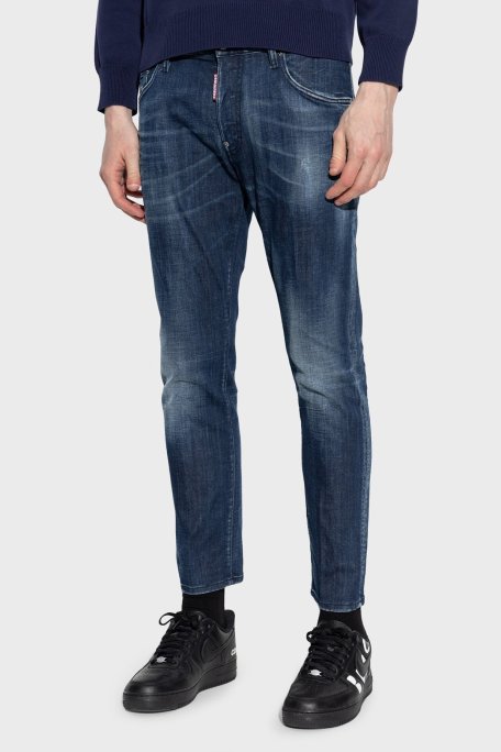 Dsquared2 Streç Pamuklu Skinny Fit Normal Bel Dar Paça Jeans Erkek Kot Pantolon S71LB1592 S30342 470 LACİVERT - Dsquared2
