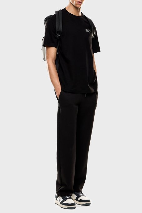 EA7 % 100 Pamuk Regular Fit Bisiklet Yaka Logolu Erkek T Shirt 7M000516 AF14616 UC001 SİYAH - Ea7 (1)