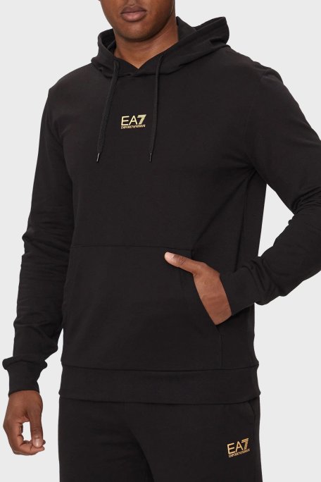 EA7 % 100 Pamuklu Regular Fit Kapüşonlu Erkek Sweat 8NPM32 PJVRZ 0208 SİYAH - EA7
