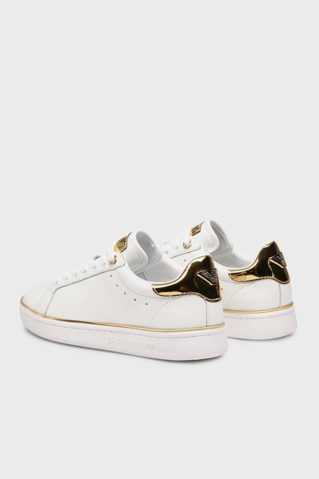 EA7 Deri Sneaker Bayan Ayakkabı X7X009 XK329 R579 BEYAZ-GOLD - EA7 (1)