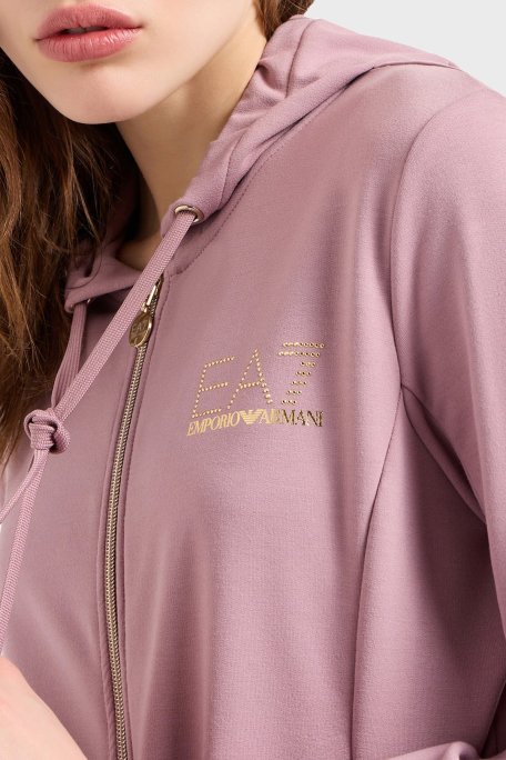 EA7 Fermuarlı Cepli Regular Fit Kapüşonlu Bayan Eşofman Takımı 8NTV51 TJ9RZ 23BC MOR-SİYAH - EA7 (1)