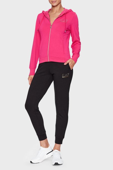 EA7 Fermuarlı Cepli Regular Fit Kapüşonlu Bayan Eşofman Takımı 8NTV51 TJ9RZ 24GA FUŞYA - EA7