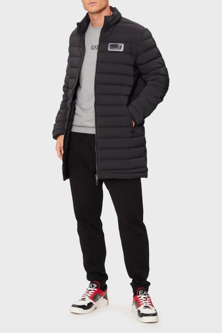 EA7 Kapitoneli Regular Fit Kuş Tüyü Dolgulu Gizli Kapüşonlu Uzun Şişme Erkek Mont 6DPK12 PNHAZ 1200 SİYAH - EA7 (1)