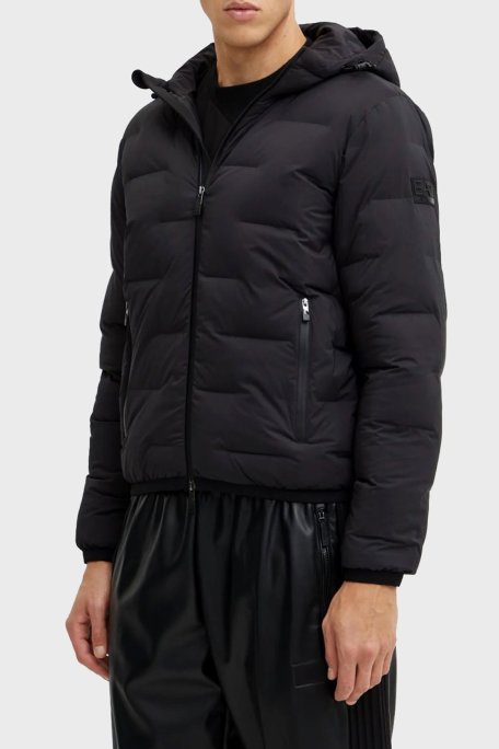 EA7 Kapitoneli Su İtici Regular Fit Kapüşonlu Şişme Erkek Mont 6DPB64 PNHHZ 1200 SİYAH - EA7