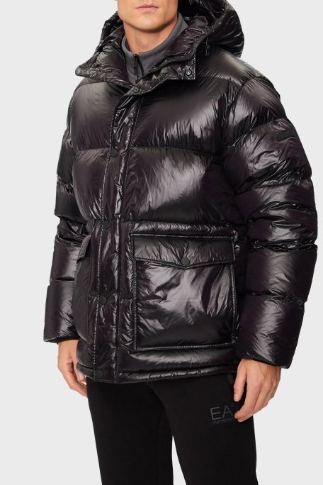 EA7 Kapitoneli Su İtici Rüzgar Geçirmez Oversize Fit Kapüşonlu Şişme Erkek Mont 6DPB31 PN2MZ 1200 SİYAH - EA7