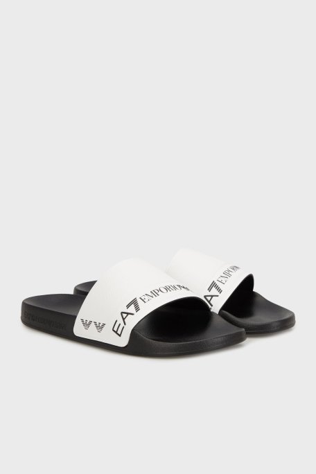 EA7 Logo Baskılı Şerit Detaylı Unisex Terlik 7X000110 AF15128 FC079 SİYAH-BEYAZ - Ea7 (1)