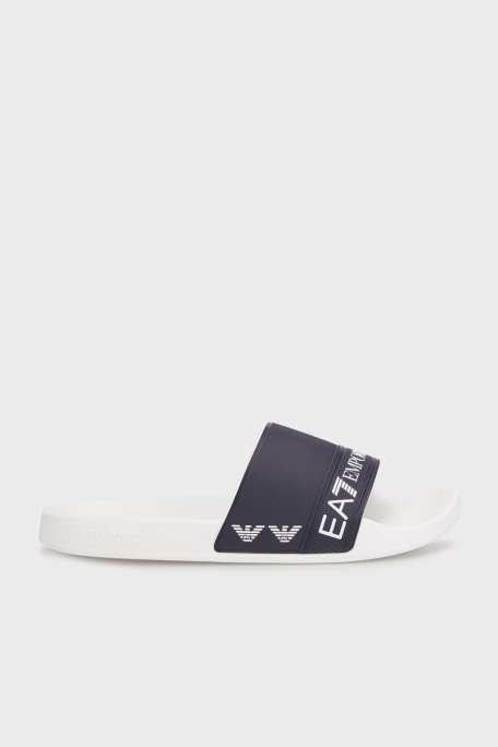 EA7 Logo Baskılı Unisex Terlik 7X000110 AF15128 M0114 LACİVERT-BEYAZ - Ea7