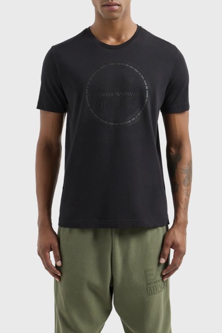 EA7 Logolu Bisiklet Yaka % 100 Pamuk Regular Fit Erkek T Shirt 3DPT39 PJTJZ 1200 SİYAH - EA7