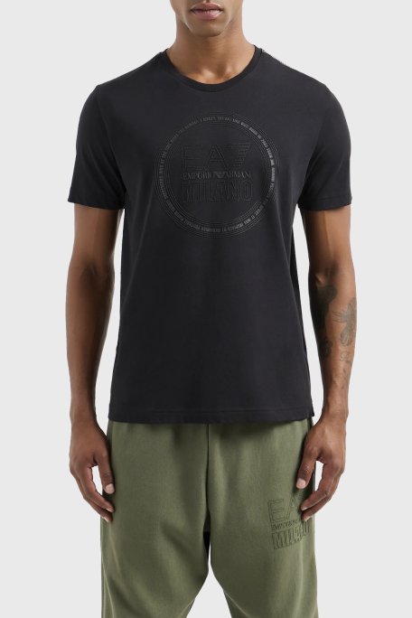 EA7 Logolu Bisiklet Yaka % 100 Pamuk Regular Fit Erkek T Shirt 3DPT39 PJTJZ 1200 SİYAH - EA7